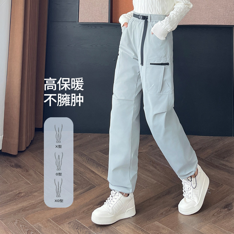 雪中飞休闲裤男款秋冬抽绳松紧腰直筒裤子男加绒加厚保暖运动男裤