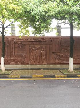 厂家直销红砂岩石雕浮雕校园文化浮雕墙建筑外墙石材壁画设计立体