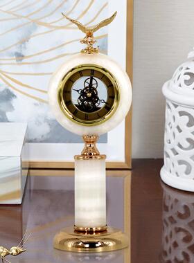 欧式奢钟表座装钟摆件美式复古创意办公室桌轻面台钟92402/92家居