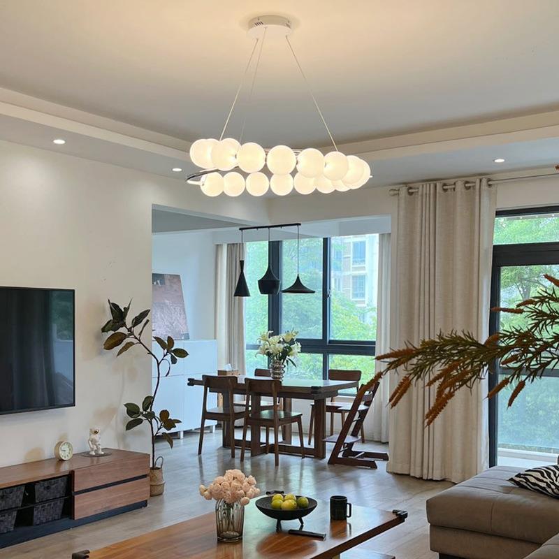 奶油风客厅吊灯现代简约法式中古珍珠高级感餐厅卧室吊灯中山灯具 - 图1