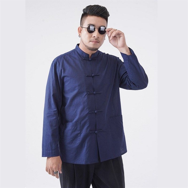大码唐装男胖子中国风复古盘扣新中式棉麻衬衫国潮民族风唐装外套,淘宝优惠券,粉丝福利购,淘宝优惠卷