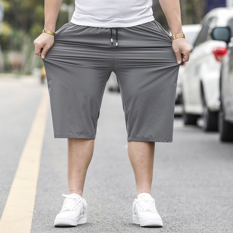冰丝加肥加大码休闲短裤男七分裤直筒宽松夏季五分运动中裤潮胖子,淘宝优惠券,粉丝福利购,淘宝优惠卷
