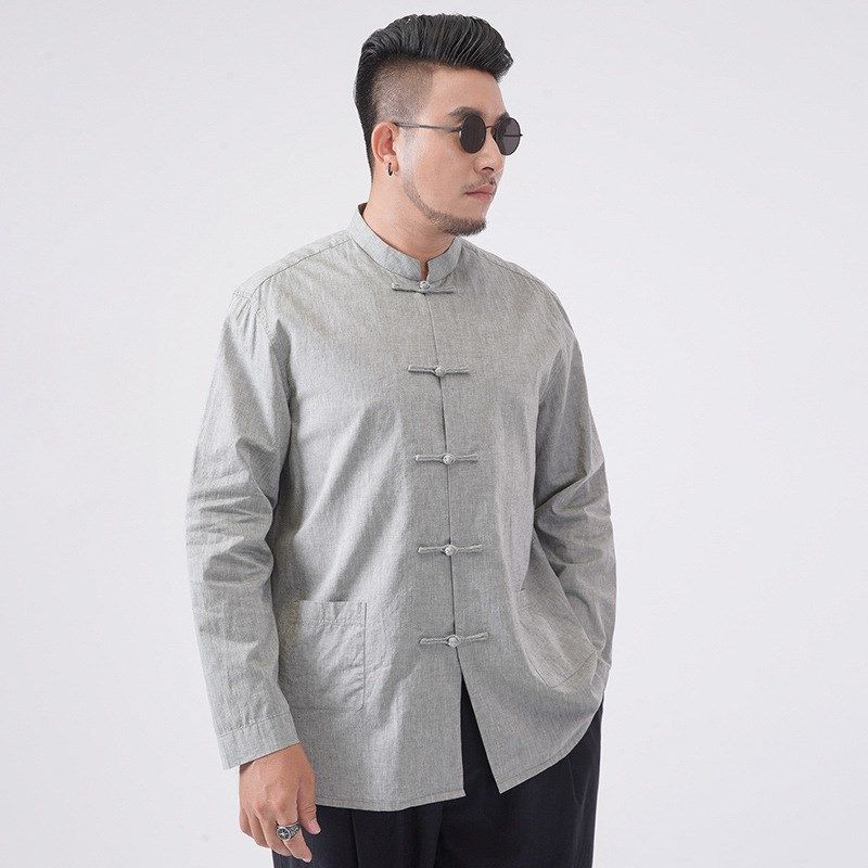 大码唐装男胖子中国风复古盘扣新中式棉麻衬衫国潮民族风唐装外套,淘宝优惠券,粉丝福利购,淘宝优惠卷