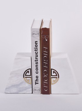 现代简约大理石水晶阶梯书靠摆件售楼部客厅书房博古架家居装饰品