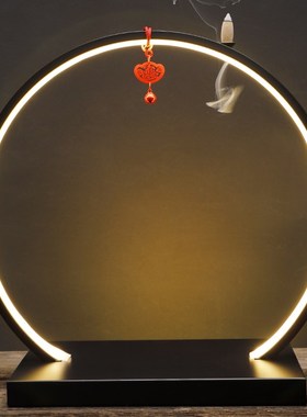 led灯圈摆件充电款禅意客厅玄关办公室家用桌面展示家居装饰摆设