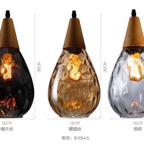 北欧后现代简约饭厅玻璃吊灯创意客厅过道LED水纹玻璃小吊灯 - 图1