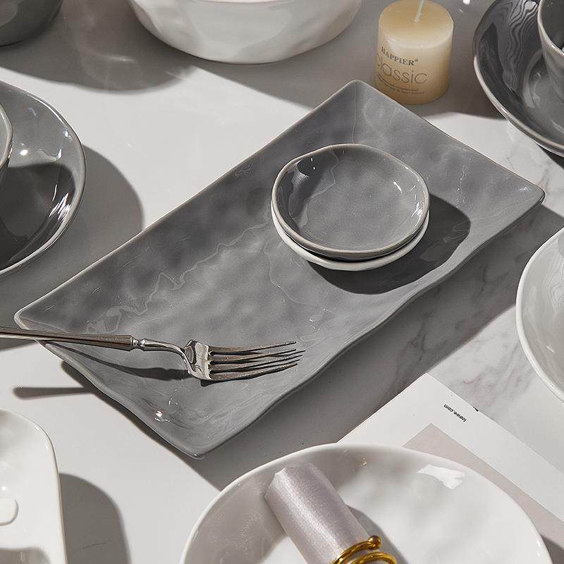 釉下彩碗盘餐具灰白布纹碗盘家用新款碗碟套装碗盘餐具整套微波炉,淘宝优惠券,粉丝福利购,淘宝优惠卷