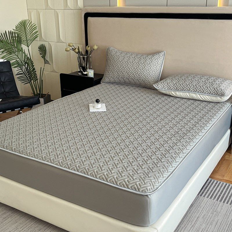 2024新款天然乳胶凉席三件套夏季冰丝席床裙可机洗折叠床笠床垫罩,淘宝优惠券,粉丝福利购,淘宝优惠卷