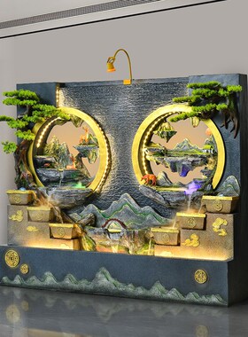 阳台小院门口水幕墙流水摆件小区假山装饰假山庭院布置院子造景