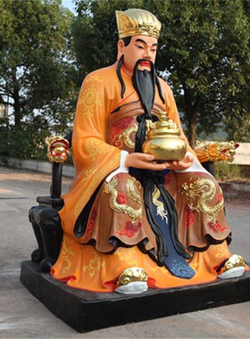 树脂佛像 玻璃钢鎏金 彩绘文财神 2米古彩武财神 带骑赵公明佛像