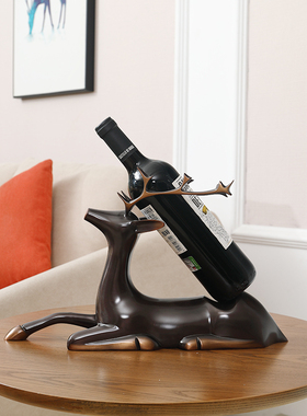 全铜鹿红酒架现代轻奢高档置物架客厅家用创意斜放酒柜装饰品摆件