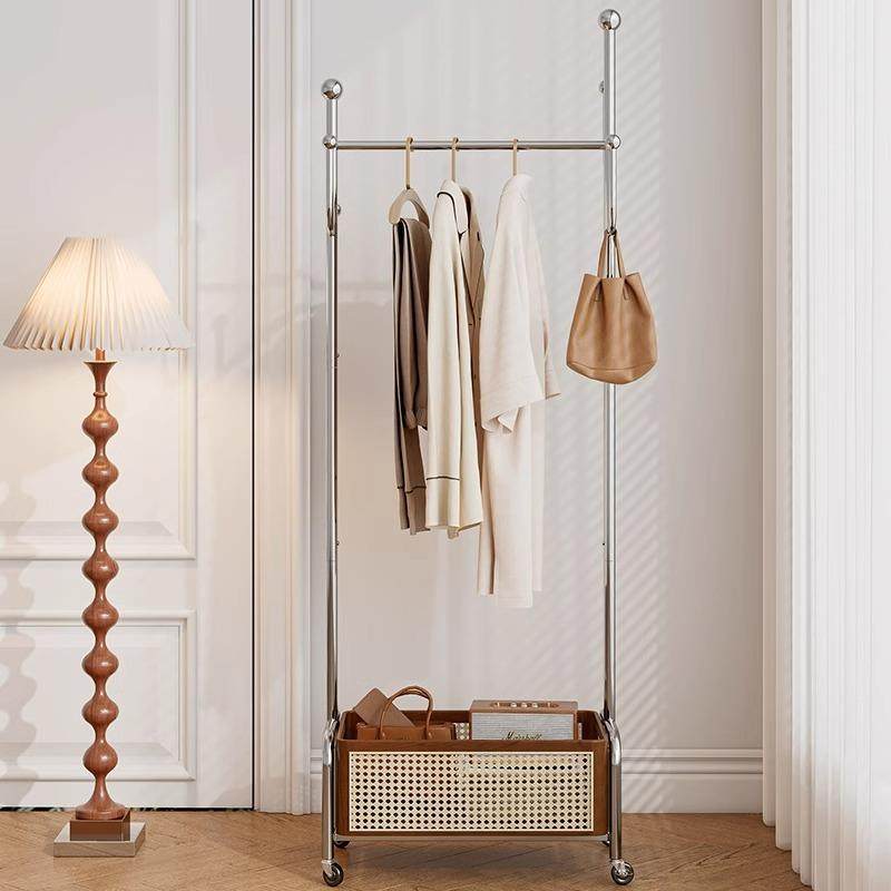 藤编衣帽架落地客厅卧室房间挂衣架中古家用床边衣物收纳架可移动,淘宝优惠券,粉丝福利购,淘宝优惠卷