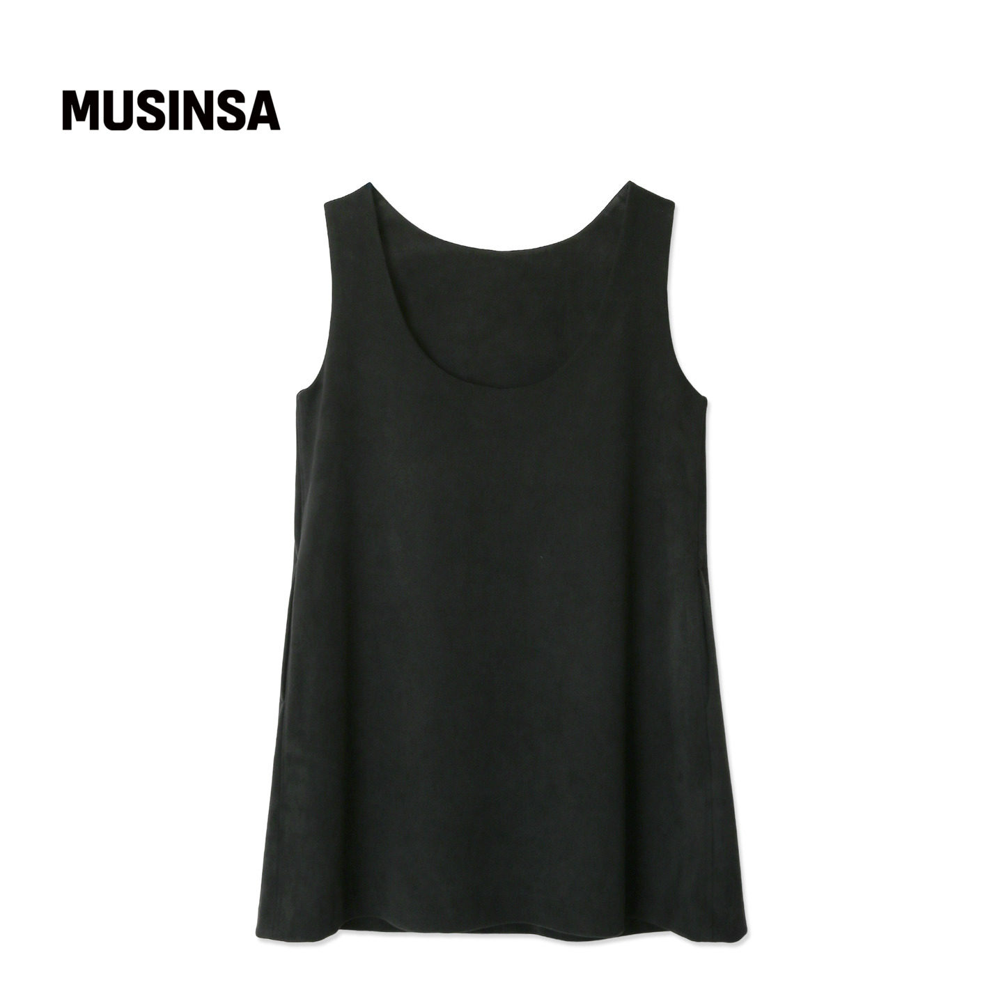 LEVAR韩国25秋冬无袖简约通勤圆领打底内搭绒面连衣裙MUSINSA