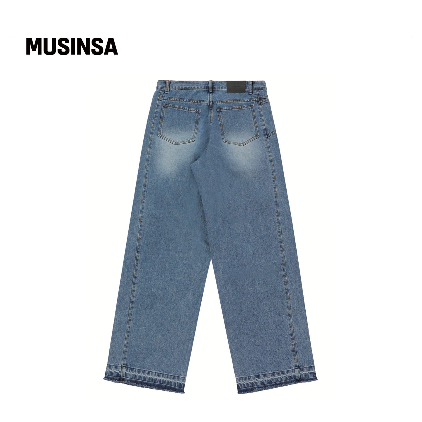 CHIN DOWN韩国男女春季宽松破洞做旧直筒牛仔裤MUSINSA