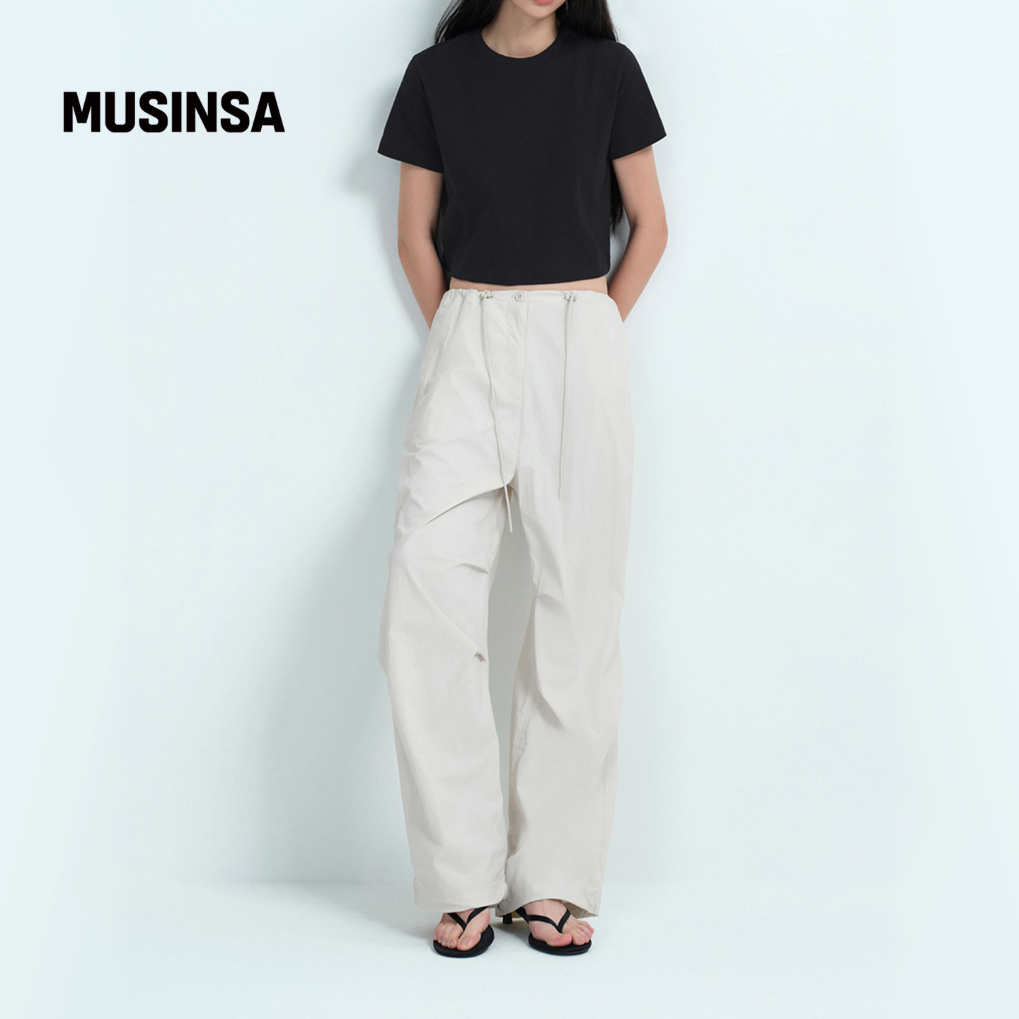 musinsa standard韩国25秋季女士休闲运动抽绳户外风工装裤长裤 - 图1