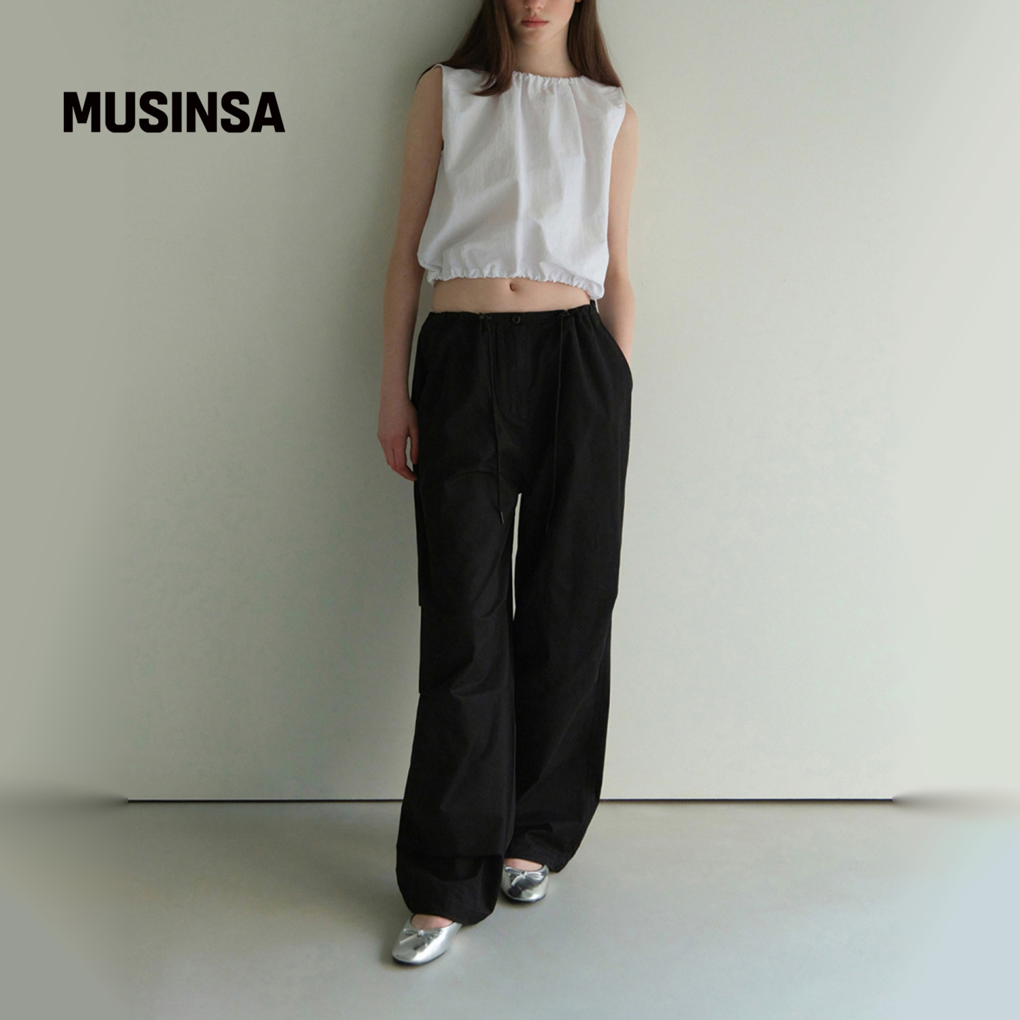 musinsa standard韩国25秋季女士休闲运动抽绳户外风工装裤长裤 - 图0