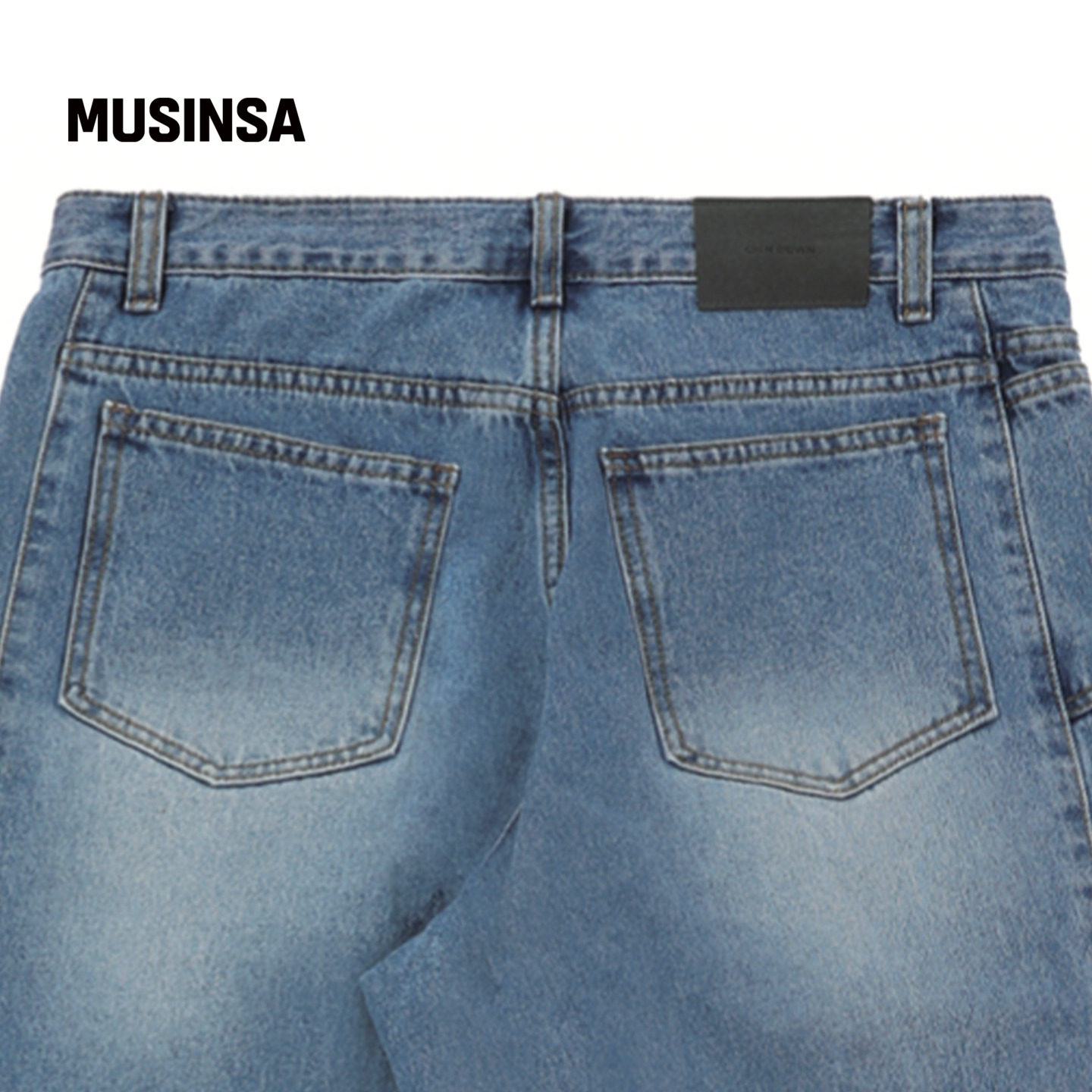 CHIN DOWN韩国男女春季宽松破洞做旧直筒牛仔裤MUSINSA