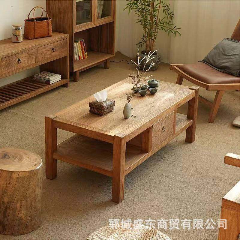 新中形式老榆SSF木茶桌户茶几原木色桌子小型设计简约厅客实木方,淘宝优惠券,粉丝福利购,淘宝优惠卷