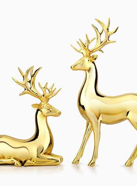 欧格家饰风电镀情侣美糜鹿树脂工艺品摆件QJ5412客厅摆电视柜酒柜