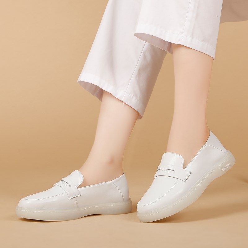2023新款真皮小白鞋女软底防滑牛筋底休闲百搭套脚护士鞋平底板鞋,淘宝优惠券,粉丝福利购,淘宝优惠卷