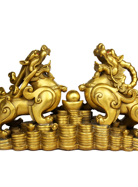 铜聚宝盆貔貅工艺礼品摆件铜金钱元宝貔貅摆件