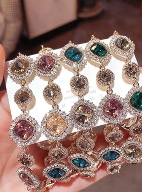 高级设计感彩色水晶锆石手链2023年新款潮网红气质手镯手饰女