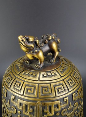 黄铜钟摆件纯铜东皇钟铃铛古典家居客厅摆设仿古铜器工艺品