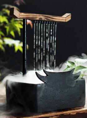 招财流水器摆件创意家居装饰桌面循环水养鱼盆中式乔迁开业礼品