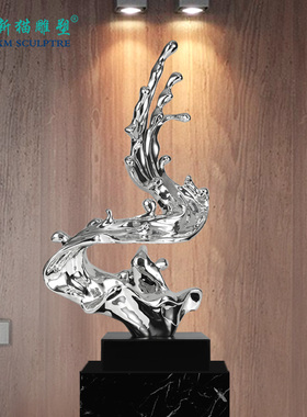 浪花雕塑大型现代艺术工艺品玄关客厅样板房酒店北欧创意抽象摆件