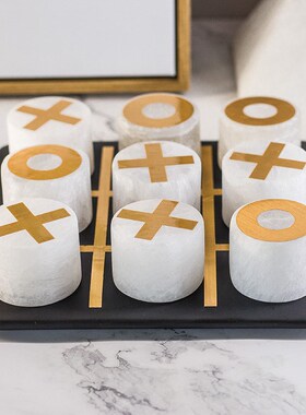 简约风客厅大理石棋盘摆件家居装饰品样板房桌面软装摆设现代轻奢