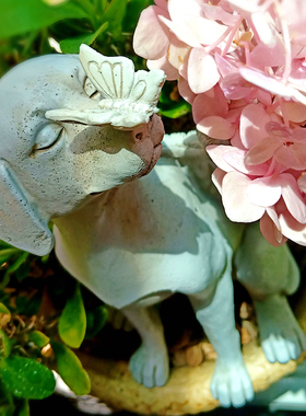 花园可爱天使狗树脂摆件 宠物狗户外动物摆件 美式庭院草坪造景