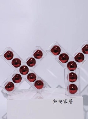 现代简约创意亚克力不锈钢字母摆件样板房售楼处桌面茶几电视柜