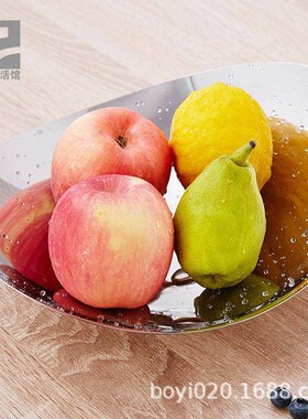 不锈钢果盘创意水果盘客厅装饰果盘水果不锈钢旦形 船形盘子