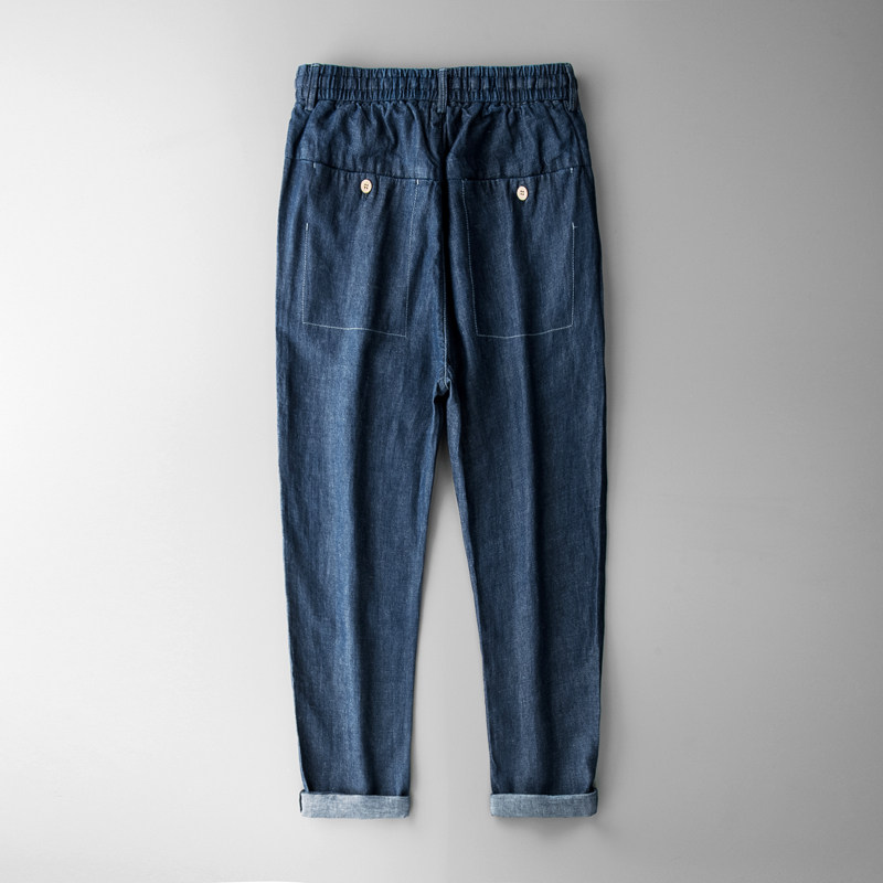 亚麻牛仔裤男九分裤夏季薄款潮流宽松直筒超薄冰丝阔腿麻料老爹裤,淘宝优惠券,粉丝福利购,淘宝优惠卷