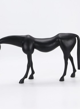 新中式简约红蓝黑色马摆件样板间办公室博古架玄关抽象艺术装饰品