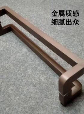 现代简约圆角玻璃门拉手转角黑色防静电电镀不锈钢有框门大门拉手