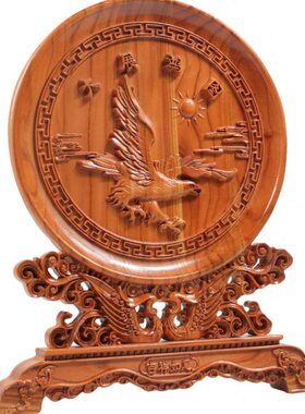 吉辰轩精雕大展宏图桃木看盘摆件家居办公工艺饰品