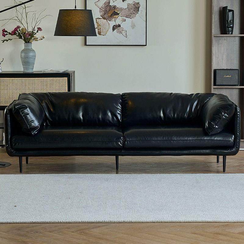 皮艺沙发客厅意式极简办公接待复古油蜡皮黑色直排小户型三人沙发,淘宝优惠券,粉丝福利购,淘宝优惠卷