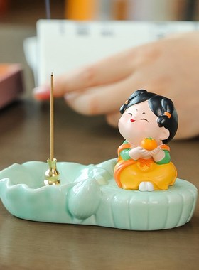 创意唐仕女室内家用桌面摆设线y香盘香底座香插座香架香薰香炉摆