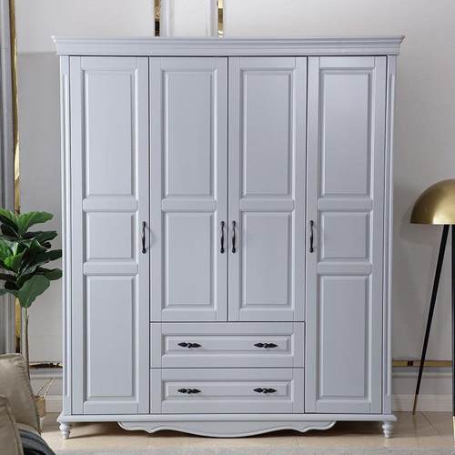 美式全实木大衣柜家用卧室乡村简约复古原木三门四门五门橡木柜子 - 图0