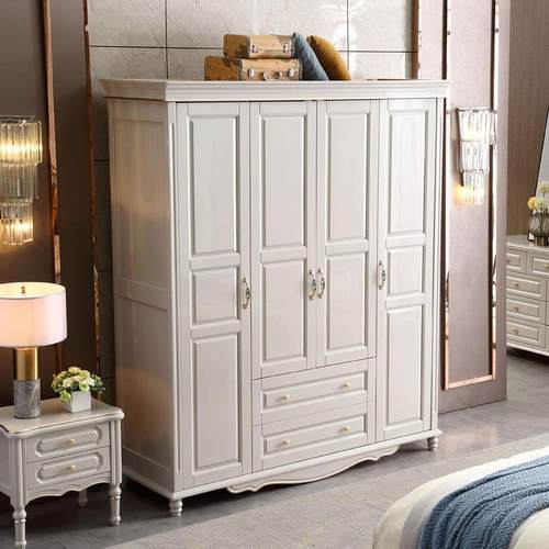 美式全实木大衣柜家用卧室乡村简约复古原木三门四门五门橡木柜子 - 图1