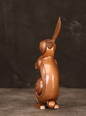 徽匠铜韵 纯铜生肖卡通兔工艺品摆件生日礼品玉兔开运家居摆设