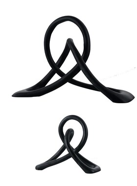 简约现代黑色树脂扭转绳结装饰摆件样板房客O厅电视柜软装轻奢摆