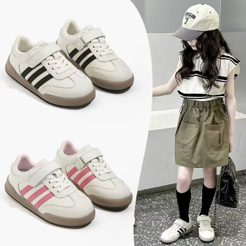 儿童德训板鞋2025夏季新款女童鞋子男童单网鞋透气运动小白鞋网面 - 图0