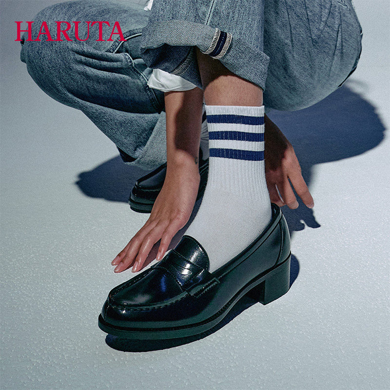 Haruta4603日系学生百搭正统中跟粗跟学院小皮鞋JK制服鞋乐福鞋女,淘宝优惠券,粉丝福利购,淘宝优惠卷