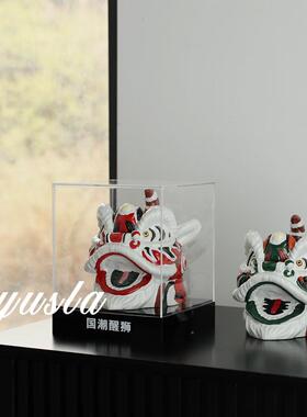 新式ltao7131中树脂公手绘摆醒狮子头软装饰品电视柜子办室样板间