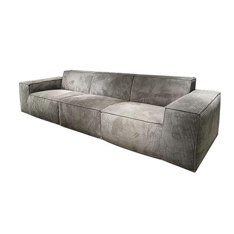 Compressed fabric sofa corduroy small apartment full sponge sofa tofu block straight row sofa