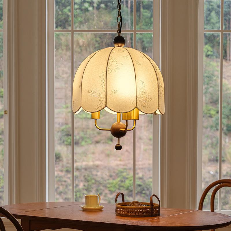 French retro style restaurant chandelier American medieval Nanyang style bedroom bar table fabric new Chinese style chandelier