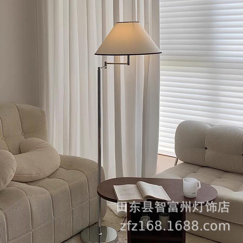New Korean Nordic style bedroom bedside study swingable fabric girly decorative floor lamp with personality