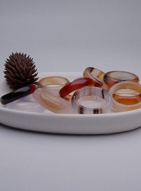 天然巴西玛瑙原色戒指冰种玉指环飘花玉髓水润通透简约礼物送闺蜜